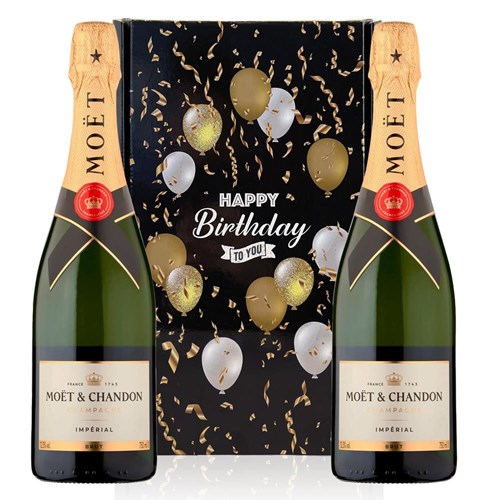 Moet And Chandon Brut Champagne 75cl Happy Birthday Duo Gift Box